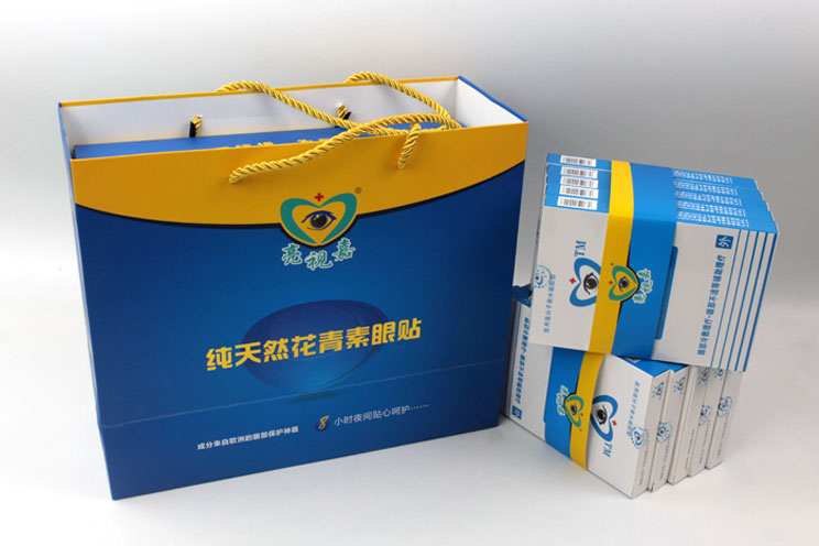 哪里可以做禮盒包裝？護(hù)眼神器亮視嘉護(hù)眼貼禮盒包裝+手提袋套裝出自長沙印刷廠